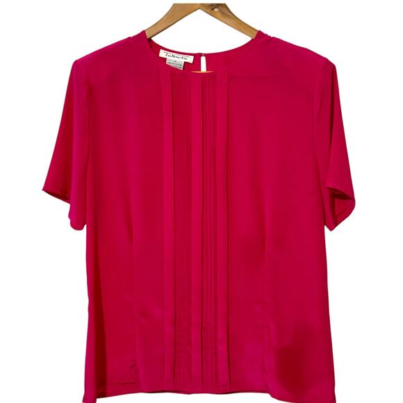 Talbots Size 12 Vintage Pink Pleated Pullover Satin Blouse - Picture 1 of 5
